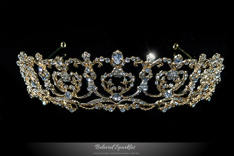Olina Heart Cluster Gold Tiara | Swarovski Crystal - Beloved Sparkles
- 1